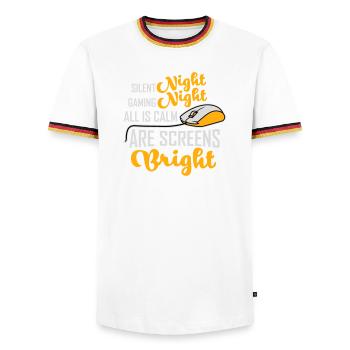 Silent Night Gaming Night All Calm Screens Bright - Männer Kontrast-T-Shirt - Weiß/Dreifarbig - Vorne - AI Model Female 172 light (172cm) & AI Model Male 185 light (185cm)