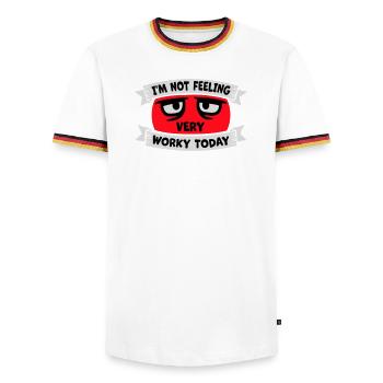 Je ne me sens pas très worky aujourd’hui Faul Arbeit humour - T-shirt contrasté Homme - blanc/tricolore - Devant - AI Model Female 172 light (172cm) & AI Model Male 185 light (185cm)
