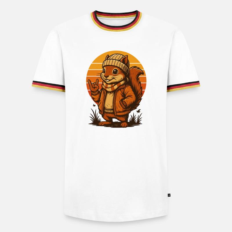 Cooles Eichhörnchen im Retro-Look - Männer Kontrast-T-Shirt - Weiß/Dreifarbig