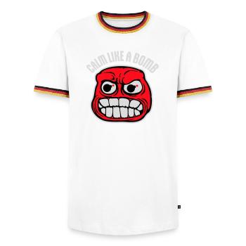 Calm Like Bomb Paradox Irony Humor Explosive Joke - Men's Ringer Shirt - white/tricolour - Front - AI Model Female 172 light (172cm) & AI Model Male 185 light (185cm)