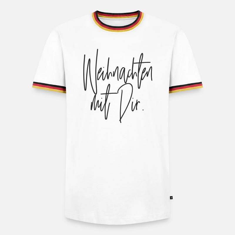 Weihnachten mit Dir Handschrift - Männer Kontrast-T-Shirt - Weiß/Dreifarbig