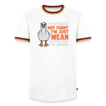 Doigt d’honneur Seagull Pas drôle Les gens méchants pensent à la blague - T-shirt contrasté Homme - blanc/tricolore - Devant - AI Model Female 172 light (172cm) & AI Model Male 185 light (185cm)