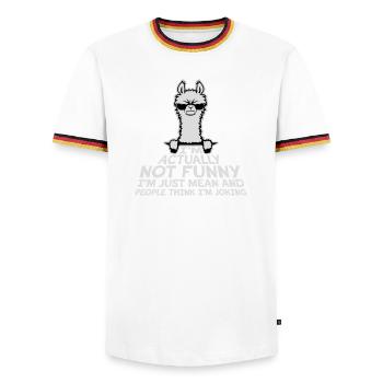 Lama Alpaga Pas Drôle Juste Méchant Les gens pensent Blague - T-shirt contrasté Homme - blanc/tricolore - Devant - AI Model Female 172 light (172cm) & AI Model Male 185 light (185cm)