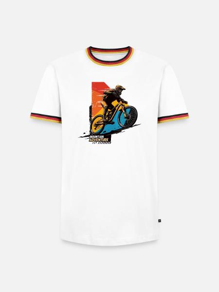 Bergabenteuer Mountainbike Action - Männer Kontrast-T-Shirt - Weiß/Dreifarbig
