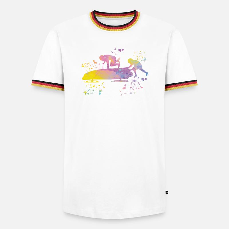 Bob Team Anschieber Bob - Männer Kontrast-T-Shirt - Weiß/Dreifarbig