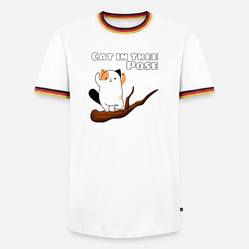 Cat in Tree Pose - Men's Ringer Shirt - white/tricolour