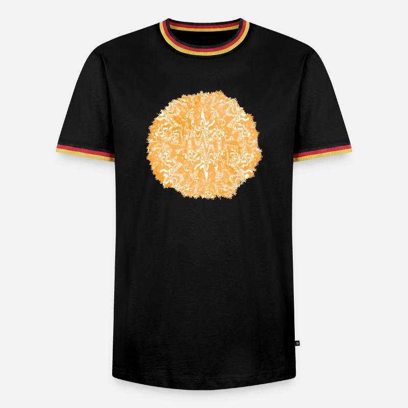 Orange tie-dye circle pattern - Men's Ringer Shirt - black/tricolour