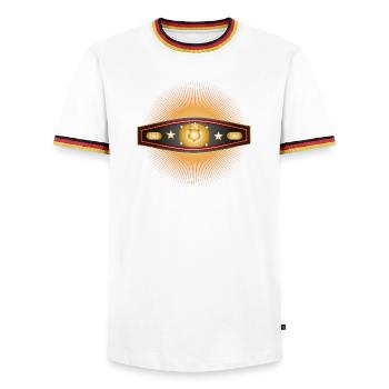 Radiant Box Belt – Champion Design - Men's Ringer Shirt - white/tricolour - Front - AI Model Female 172 light (172cm) & AI Model Male 185 light (185cm)