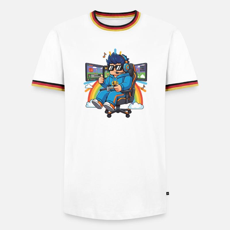 Cool streamer playing games - Men's Ringer Shirt - white/tricolour