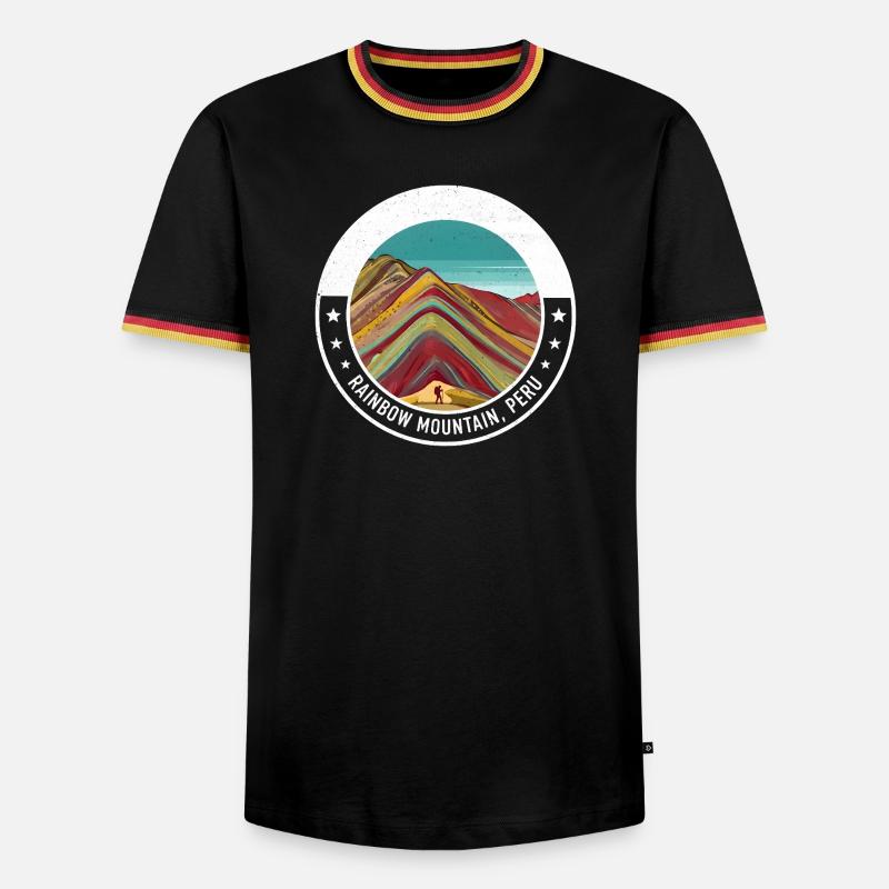 Regenbogenberg Peru Farbexplosion - Männer Kontrast-T-Shirt - Schwarz/Dreifarbig