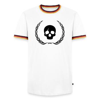 Couronne de crâne de squelette - T-shirt contrasté Homme - blanc/tricolore - Devant - AI Model Female 172 light (172cm) & AI Model Male 185 light (185cm)