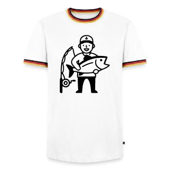 Angeln-stolzer-angler-grosser-fang-2 - Männer Kontrast-T-Shirt - Weiß/Dreifarbig - Vorne - AI Model Female 172 light (172cm) & AI Model Male 185 light (185cm)