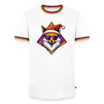 Fox Santa Swag - Men's Ringer Shirt - white/tricolour - Front - AI Model Female 172 light (172cm) & AI Model Male 185 light (185cm)