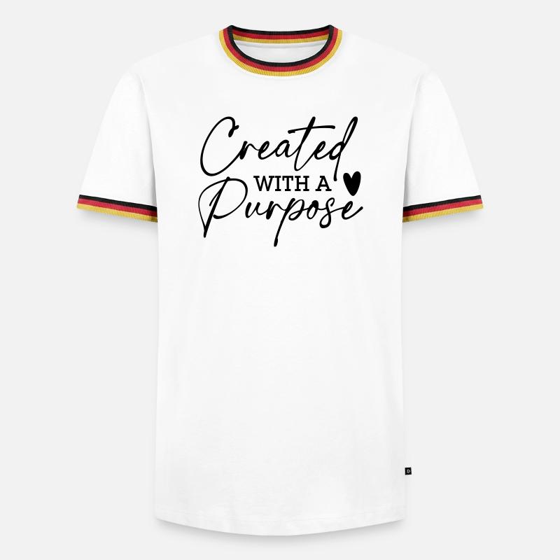 Createtd with a Purpose - Männer Kontrast-T-Shirt - Weiß/Dreifarbig