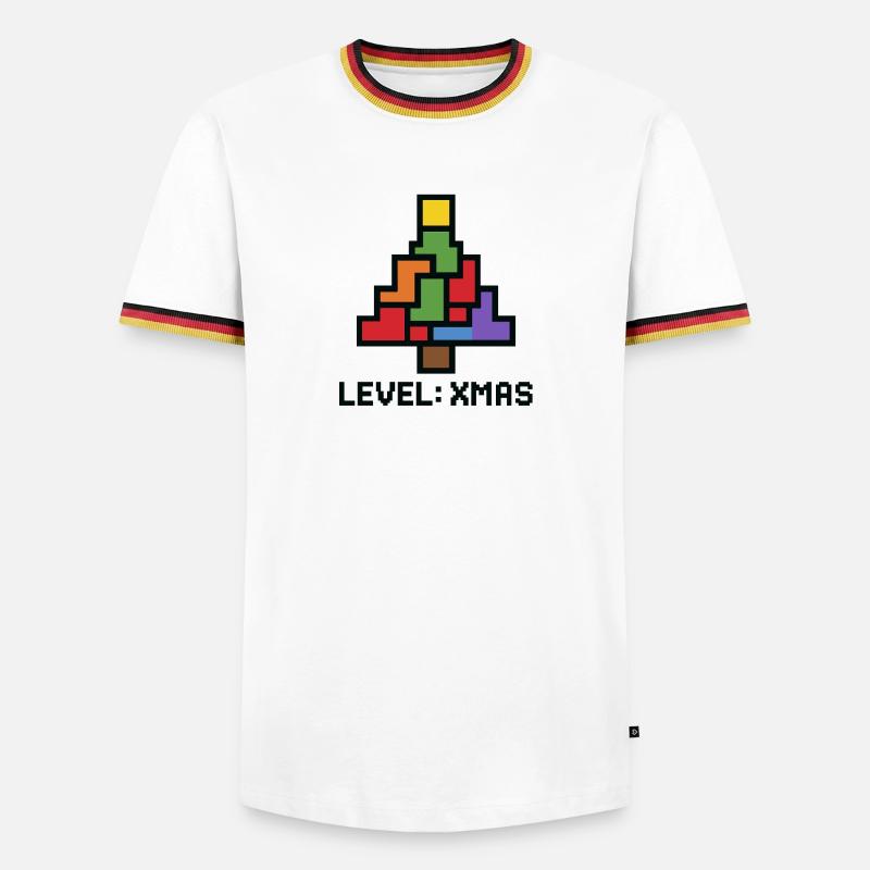 LevelXmas Pixel Tree - Men's Ringer Shirt - white/tricolour