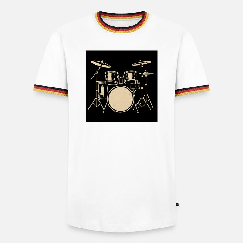 Black Silver Drumset Illustration - Men's Ringer Shirt - white/tricolour