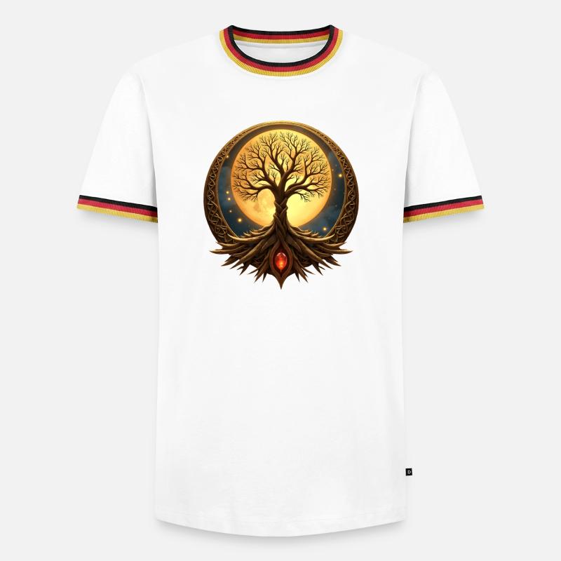 Mondbaum des Lebens - Männer Kontrast-T-Shirt - Weiß/Dreifarbig