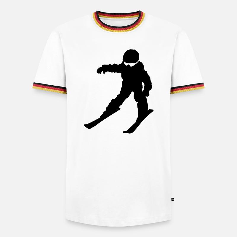 Skischule - Männer Kontrast-T-Shirt - Weiß/Dreifarbig