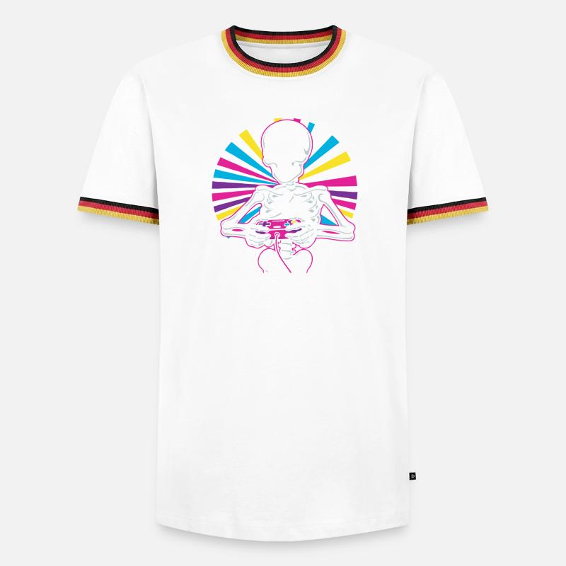 Game Till Bones Skeleton Controller - Männer Kontrast-T-Shirt - Schwarz/Dreifarbig