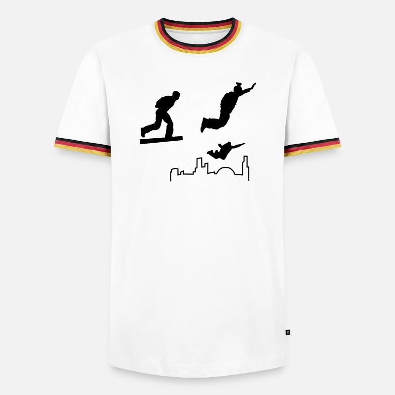 BASE jumping - Männer Kontrast-T-Shirt - Weiß/Dreifarbig