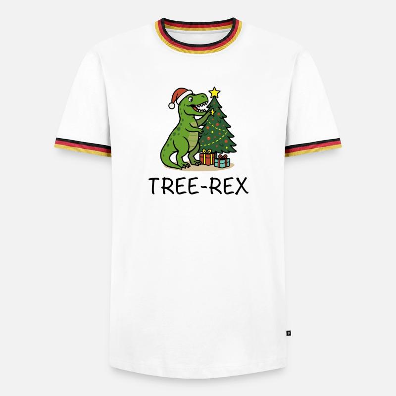 Tree-Rex – Ugly Christmas Style - Männer Kontrast-T-Shirt - Weiß/Dreifarbig