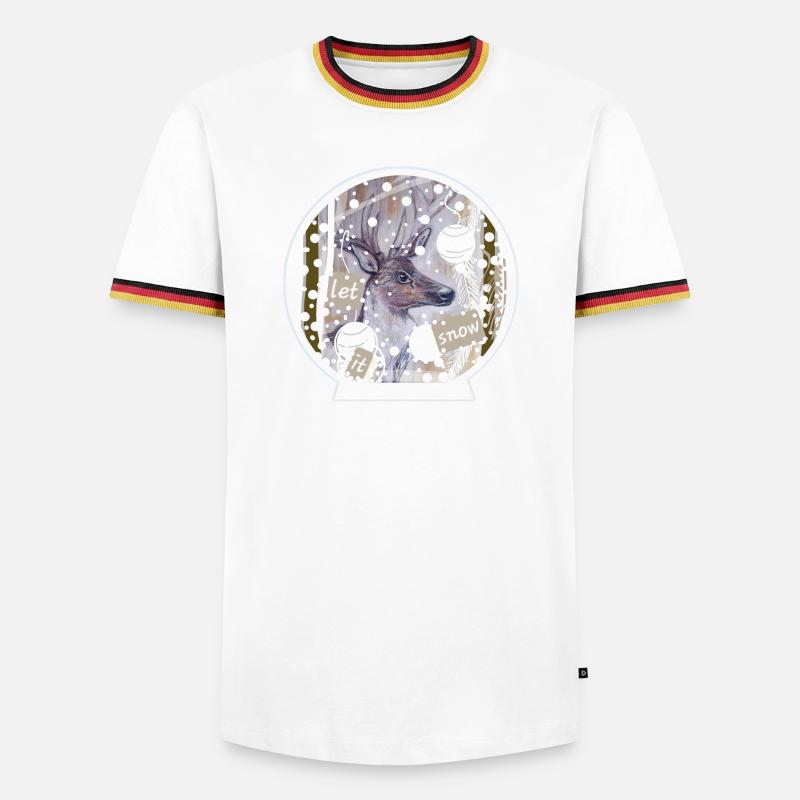 Snow Globe Deer - Men's Ringer Shirt - black/tricolour