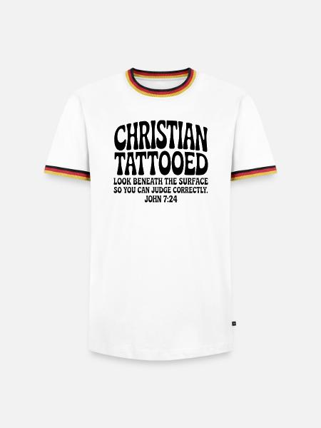 Christian Tätowiert - Männer Kontrast-T-Shirt - Weiß/Dreifarbig