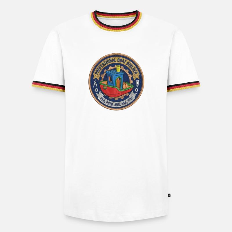 Professioneller Bootsbauer Benchy Patch - Männer Kontrast-T-Shirt - Weiß/Dreifarbig