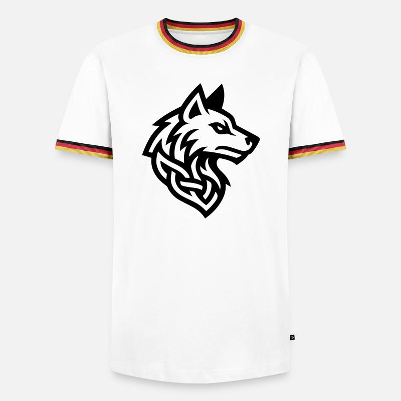 Wolf Kopf Wikinger - Männer Kontrast-T-Shirt - Weiß/Dreifarbig