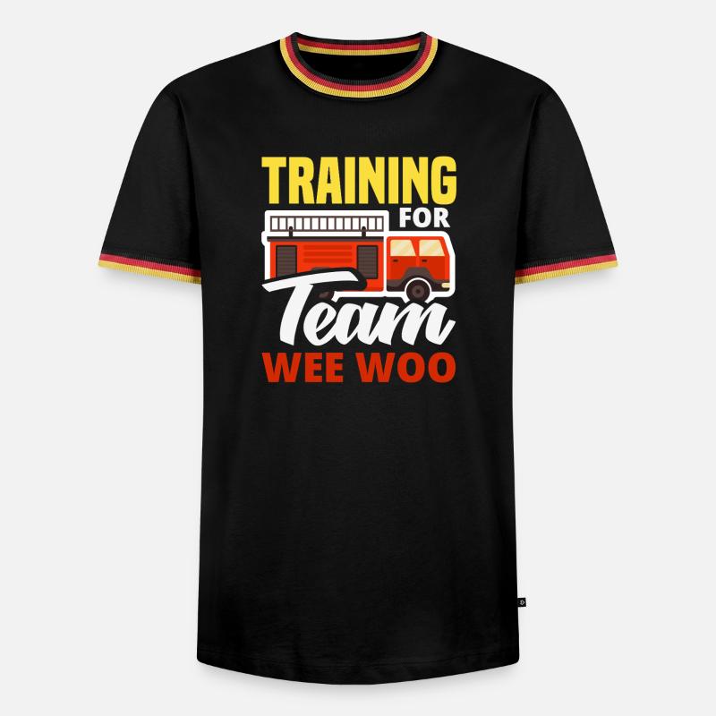 Wee Woo Squad Fire Tiny Feuerwehrmann - Männer Kontrast-T-Shirt - Schwarz/Dreifarbig