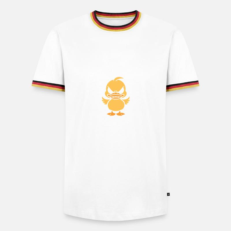 Grumpy Duck MÜNZ - Männer Kontrast-T-Shirt - Schwarz/Dreifarbig