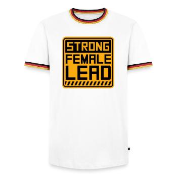 Strong Female Lead Feminism Empowerment Women - Men's Ringer Shirt - white/tricolour - Front - AI Model Female 172 light (172cm) & AI Model Male 185 light (185cm)