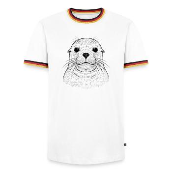 Seal - Men's Ringer Shirt - white/tricolour - Front - AI Model Female 172 light (172cm) & AI Model Male 185 light (185cm)