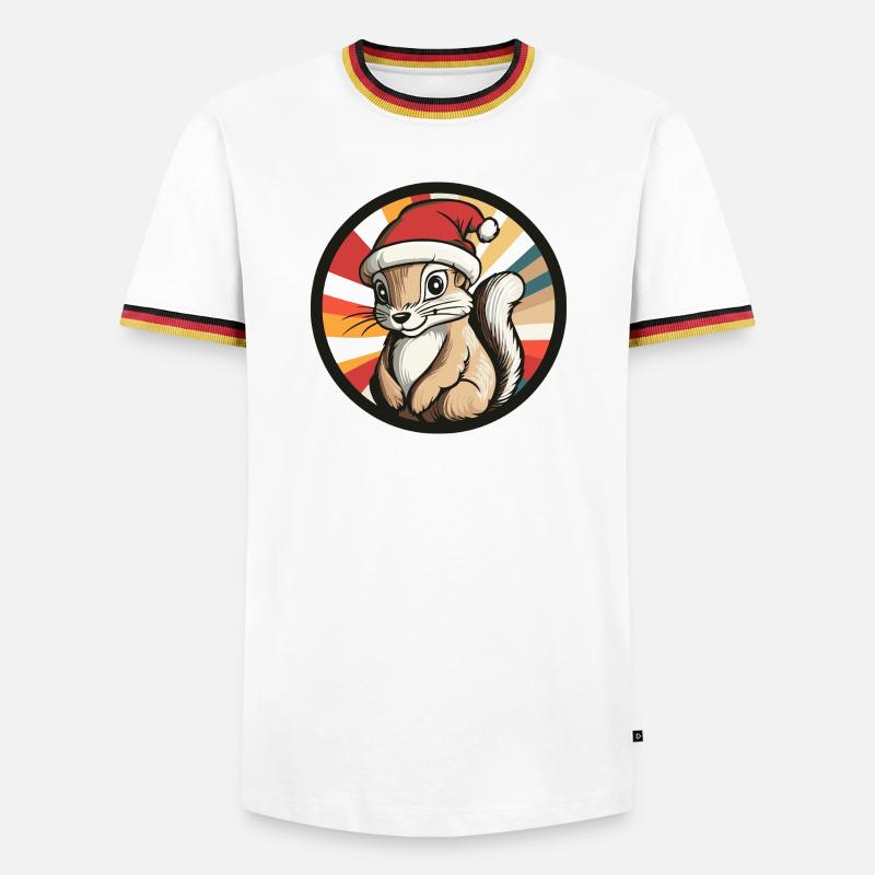 Winterliches Eichhörnchen mit Santa Hut - Männer Kontrast-T-Shirt - Weiß/Dreifarbig