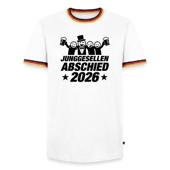 Junggesellenabschied 2026 Jga Party - Männer Kontrast-T-Shirt - Weiß/Dreifarbig - Vorne - AI Model Female 172 light (172cm) & AI Model Male 185 light (185cm)