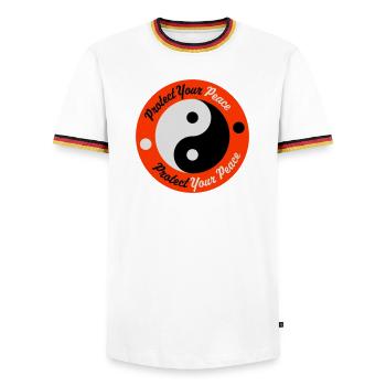 Protect Your Peace Mental Health Mindfulness - Men's Ringer Shirt - white/tricolour - Front - AI Model Female 172 light (172cm) & AI Model Male 185 light (185cm)