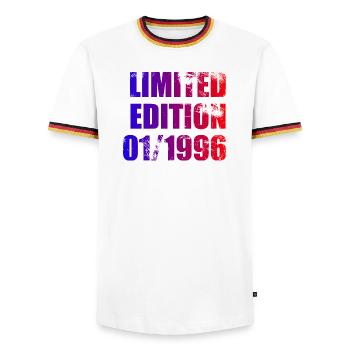 30th Birthday Limited Edition 01/1996 - Men's Ringer Shirt - white/tricolour - Front - AI Model Female 172 light (172cm) & AI Model Male 185 light (185cm)