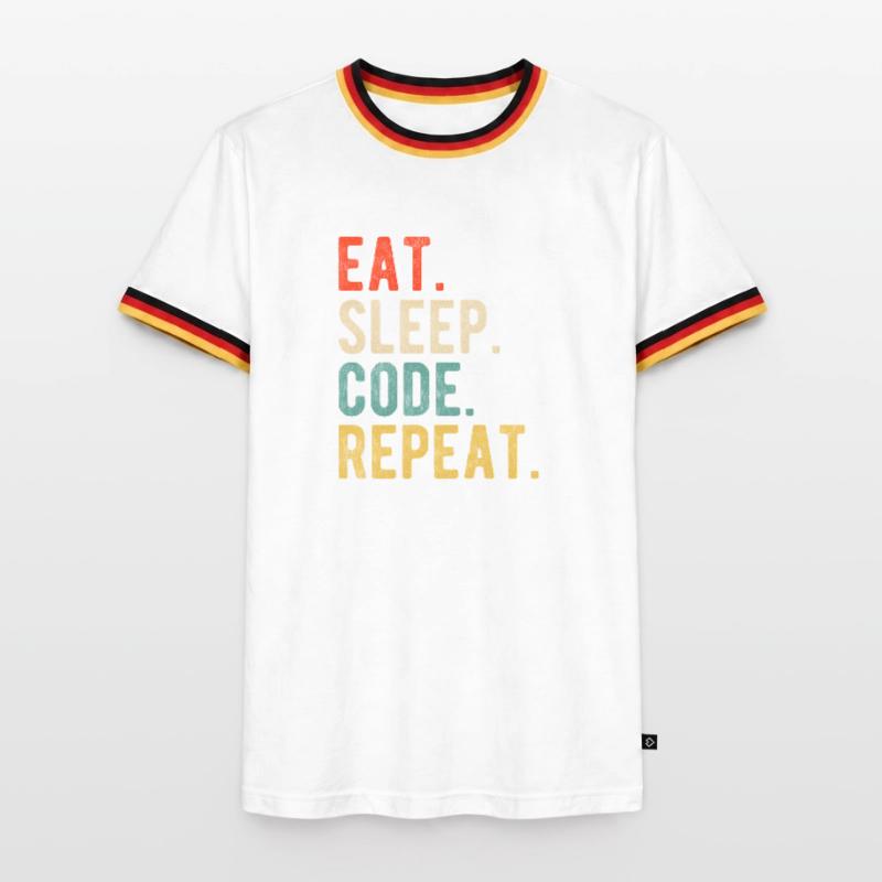 Eat Sleep Code Repeat Programmer Nerd Retro Men's Ringer Shirt