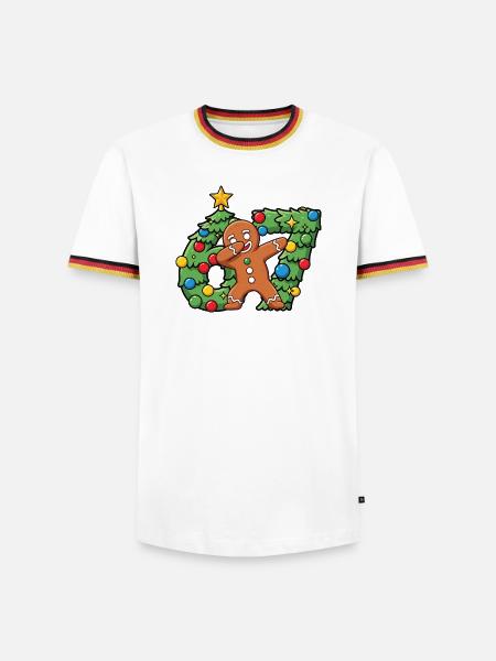67 Meme-Lebkuchentanz auf dem Weihnachtskranz - Männer Kontrast-T-Shirt - Weiß/Dreifarbig