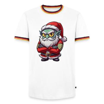 Mürrischer Kobold-Weihnachtsmann - Männer Kontrast-T-Shirt - Weiß/Dreifarbig - Vorne - AI Model Female 172 light (172cm) & AI Model Male 185 light (185cm)