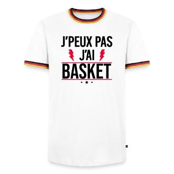 I can't I have basketball Humor Basketball - Men's Ringer Shirt - white/tricolour - Front - AI Model Female 172 light (172cm) & AI Model Male 185 light (185cm)