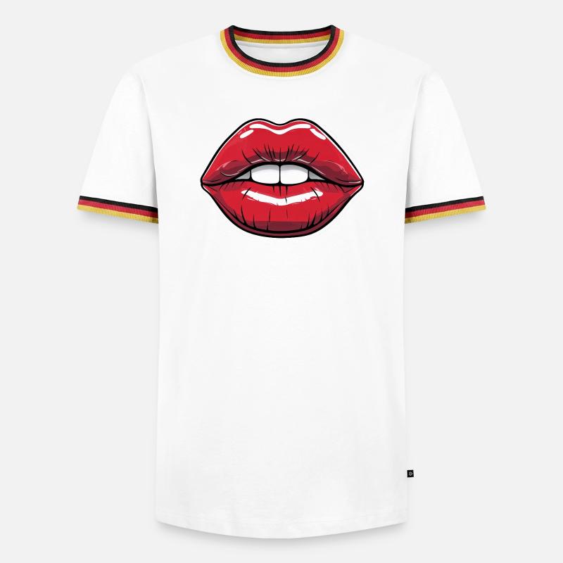 Kissable Lips Comic Style Lip Red - Men's Ringer Shirt - white/tricolour
