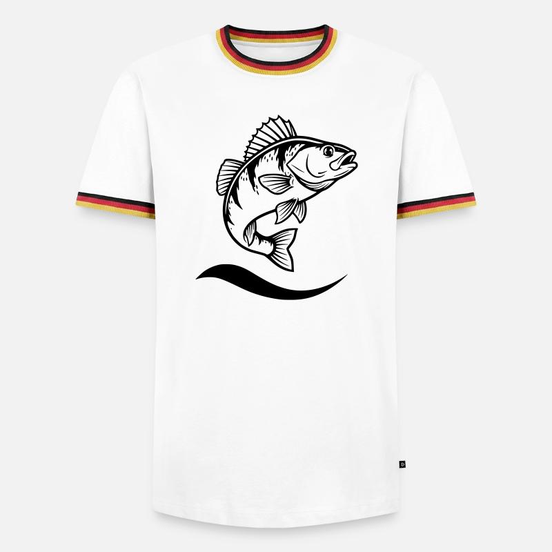 Jumping Perch Angler Action - Men's Ringer Shirt - white/tricolour