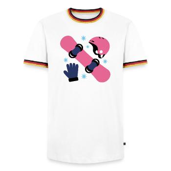 Glam Skate Pink and Blue Helmet - Men's Ringer Shirt - white/tricolour - Front - AI Model Female 172 light (172cm) & AI Model Male 185 light (185cm)