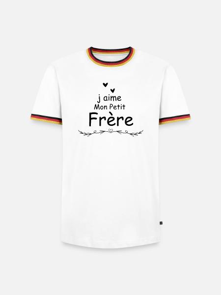Ich liebe meinen kleinen Bruder - Männer Kontrast-T-Shirt - Weiß/Dreifarbig