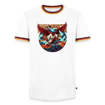 Aigle Mancer, Mystic, Oiseau de proie, Sorcier - T-shirt contrasté Homme - blanc/tricolore - Devant - AI Model Female 172 light (172cm) & AI Model Male 185 light (185cm)