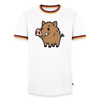 Charme porte-bonheur du doux sanglier sauvage - T-shirt contrasté Homme - blanc/tricolore - Devant - AI Model Female 172 light (172cm) & AI Model Male 185 light (185cm)