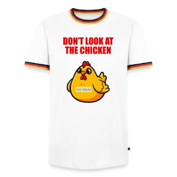 Don't Look At The Chicken - Funny Humor - Men's Ringer Shirt - white/tricolour - Front - AI Model Female 172 light (172cm) & AI Model Male 185 light (185cm)