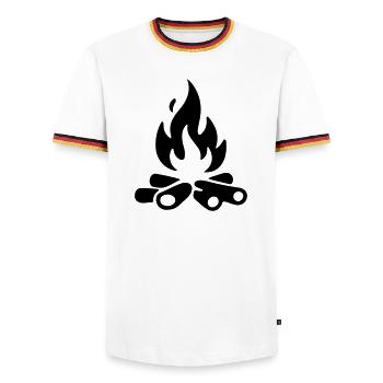 Bois de chauffage pour feu de camp - T-shirt contrasté Homme - blanc/tricolore - Devant - AI Model Female 172 light (172cm) & AI Model Male 185 light (185cm)