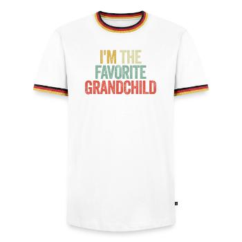 Je suis le petit-enfant préféré - T-shirt contrasté Homme - blanc/tricolore - Devant - AI Model Female 172 light (172cm) & AI Model Male 185 light (185cm)